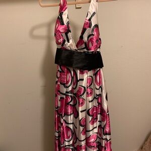 Halter top white dress with pink flowers
